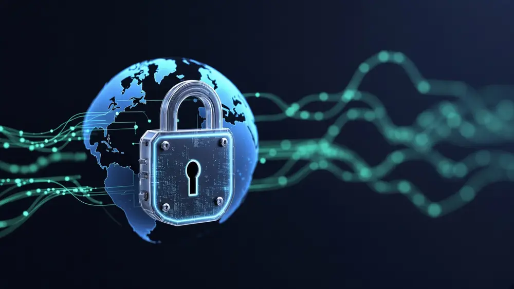 Cadenas sécurisé posé sur un globe terrestre, symbole de la protection VPN mondiale